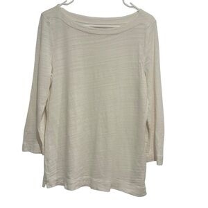 Cream Cotton 3/4 Sleeve Top | Size MP
